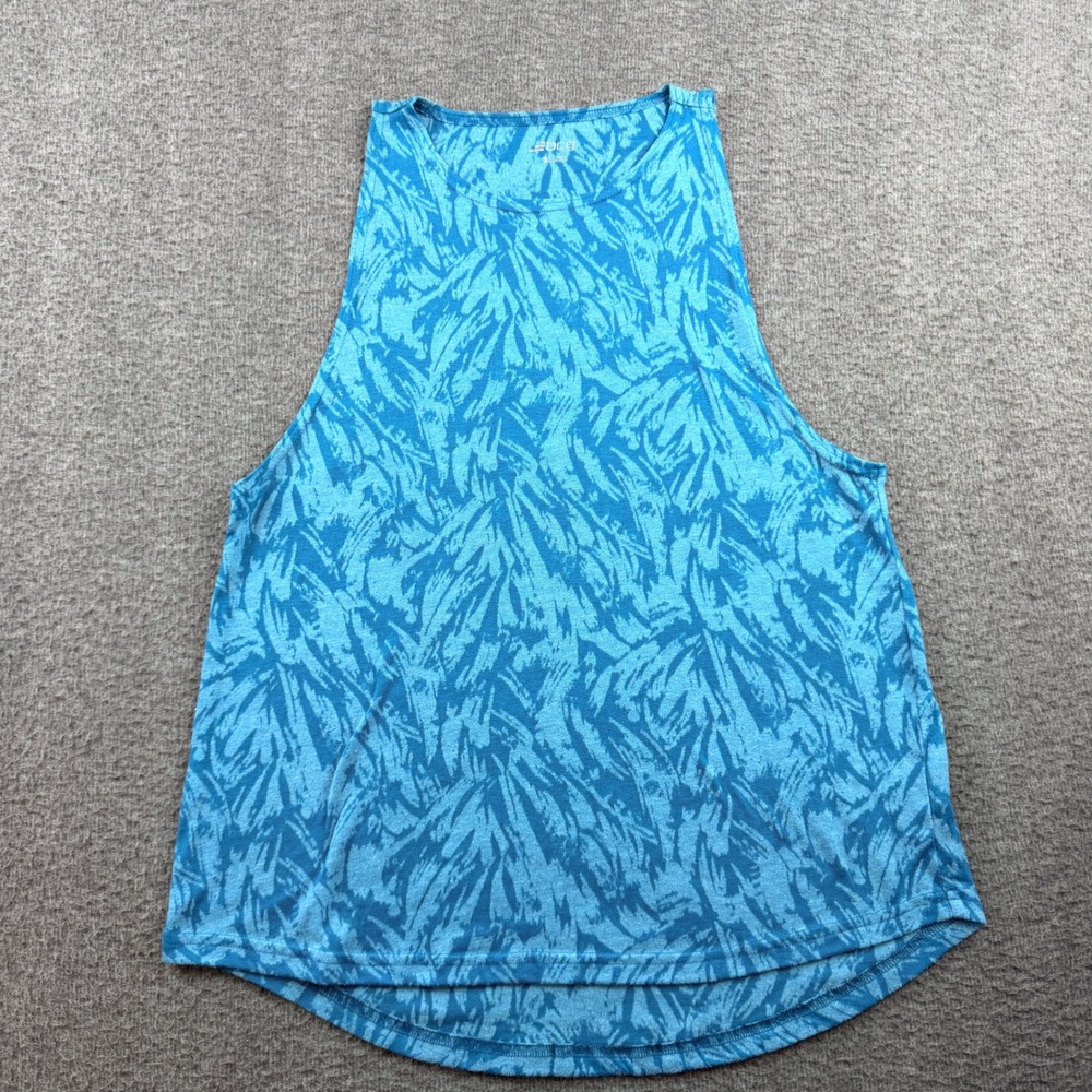 BCG Women's S Small Blue Abstract Print High Neck Muscle Tank Top